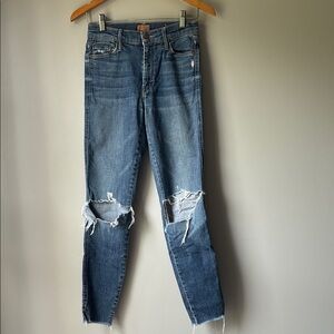 MOTHER The Vamp Fray High Waist Skinny Jeans Crazy Like A Fox Size 26